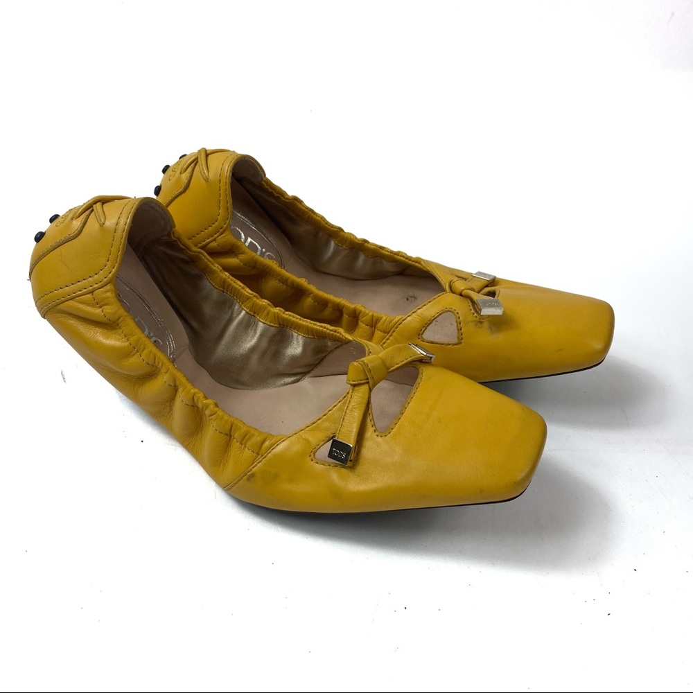 TODS Foldable Yellow Leather Ballet Flats 38/ 8